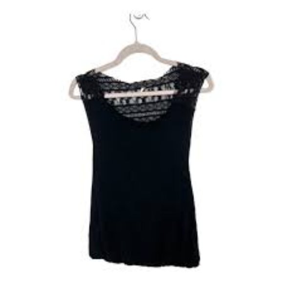 Free People Free Flowing Black Jersey Knit Blouson Tank with Open Lace Back - Picture 6 of 11